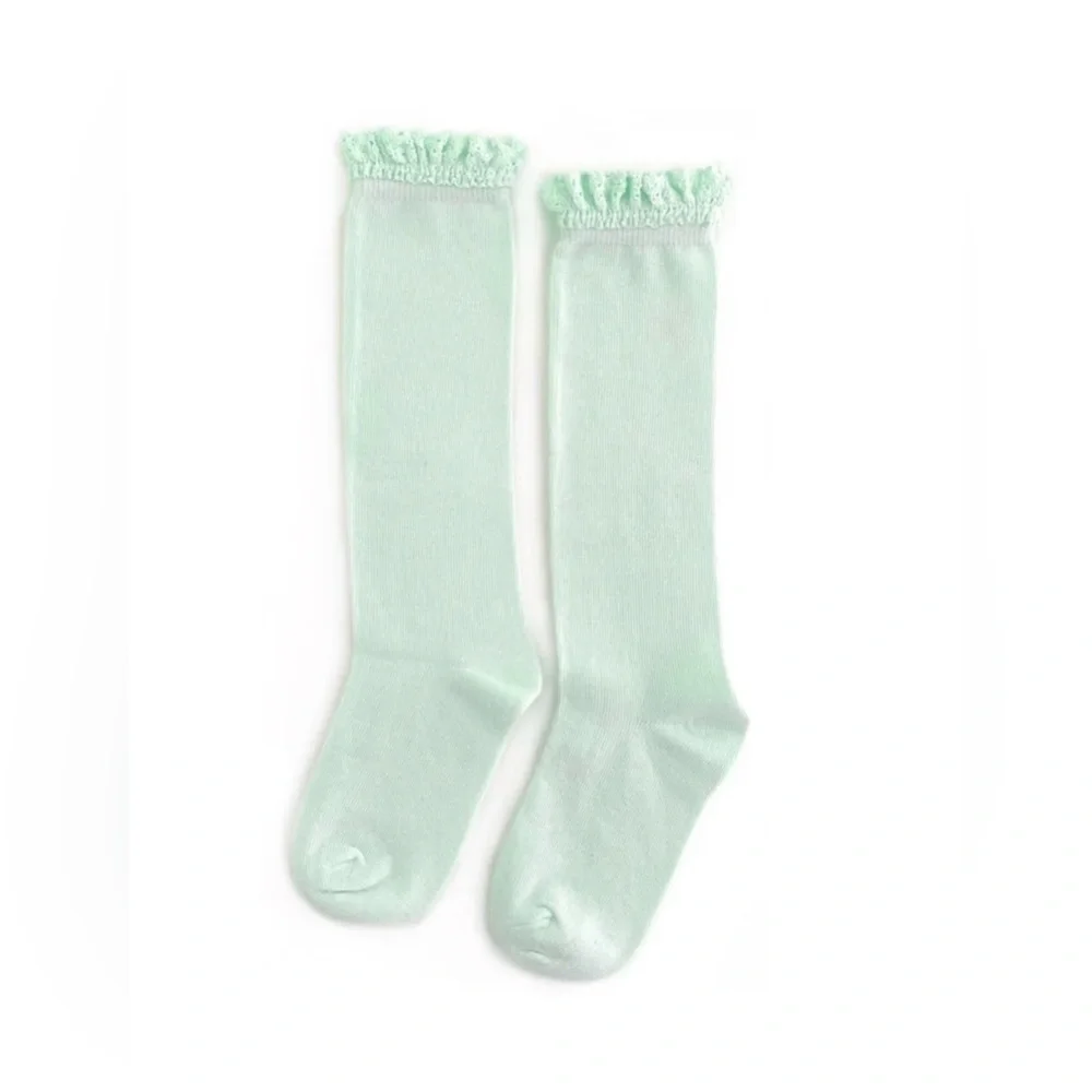 Little Stocking Co Lace Top and Cable Knit Knee High Socks - Little OOMA